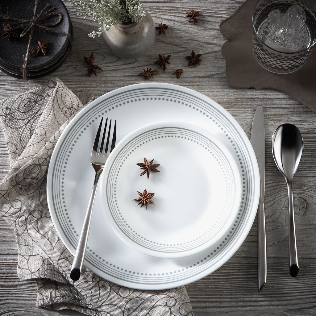 Corelle® Mystic Gray 78-piece Dinnerware Set. Service for 12