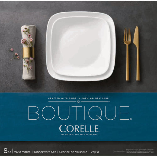 Corelle® Boutique Vivid White 8-piece Dinnerware Set. Service for 4