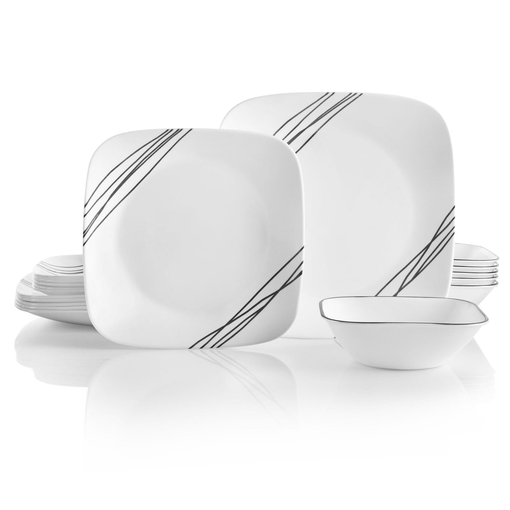 Corelle® Square Simple Sketch 18-piece Dinnerware Set. Service for 6