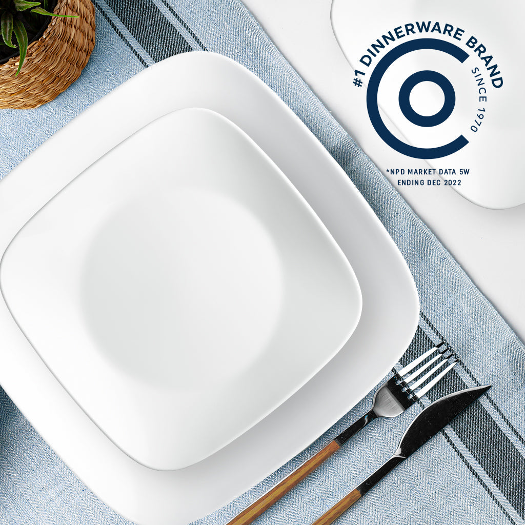 Corelle® Square™ Pure White 12-piece Dinnerware Set. Service for 4