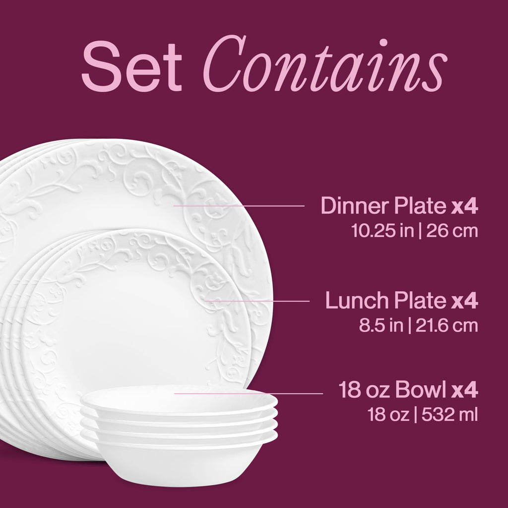 Corelle® Bella Faenza 12-piece Dinnerware Set. Service for 4