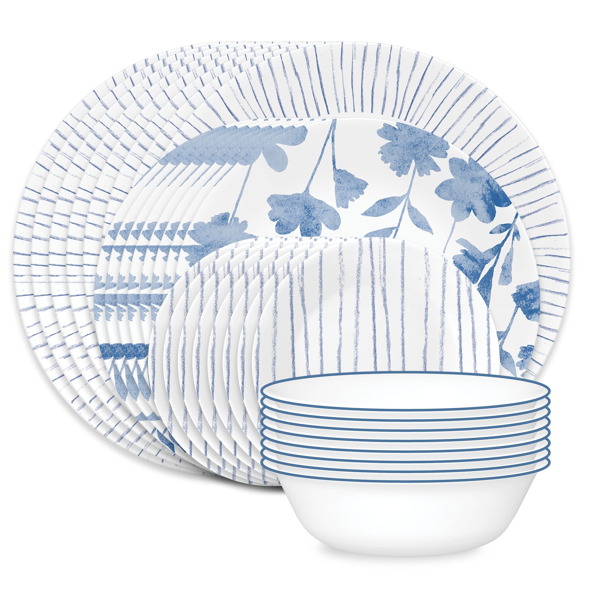 Corelle® Botanical Stripes 32-piece Dinnerware Set. Service for 8