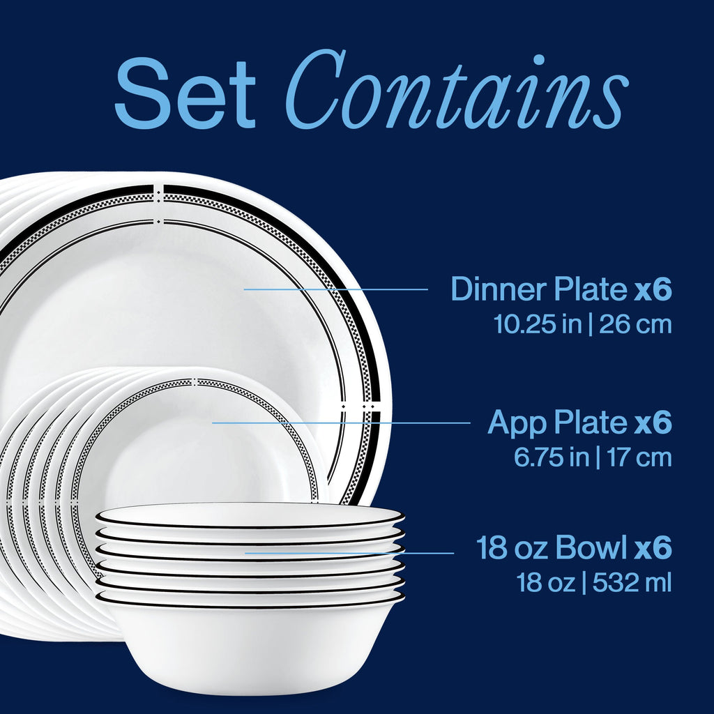 Corelle® Brasserie 18-piece Dinnerware Set. Service for 6