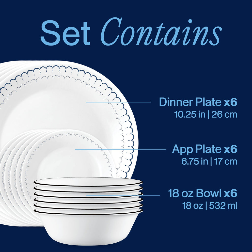 Corelle® Caspian Lace 18-piece Dinnerware Set. Service for 6