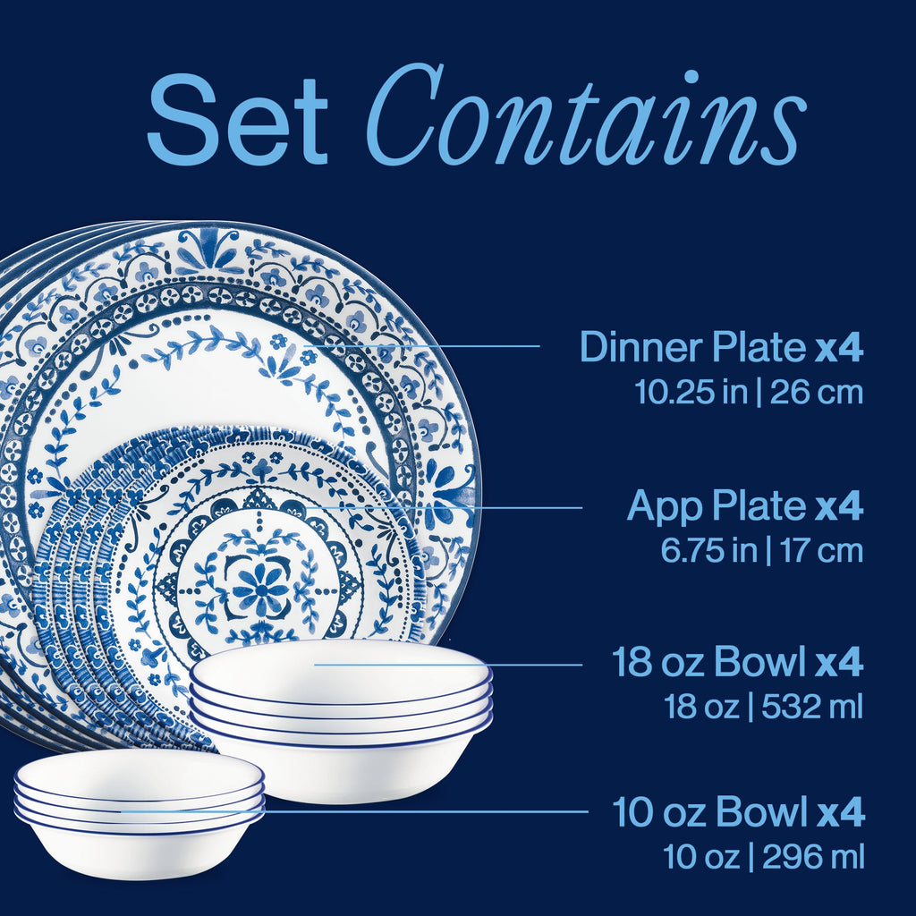 Corelle® Portofino 16-piece Dinnerware Set. Service for 4