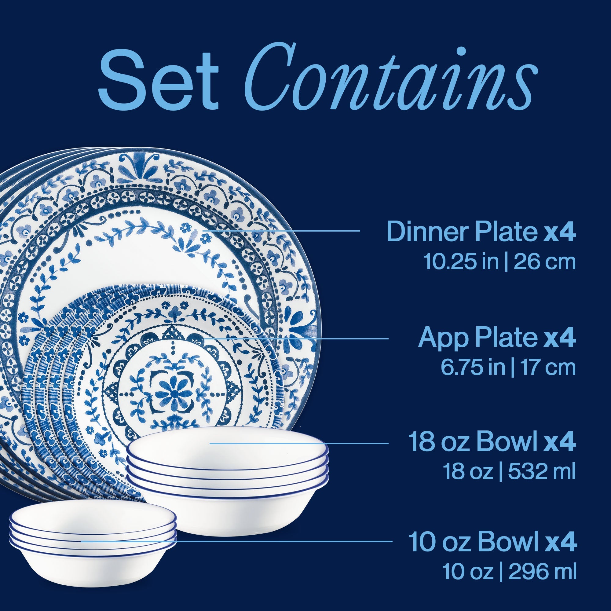 Corelle® Portofino 16-piece Dinnerware Set. Service for 4