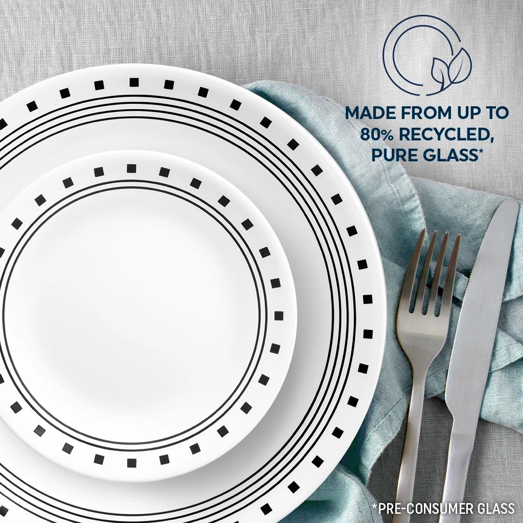 Corelle® City Block 18-piece Mugless Dinnerware Set. Service for 6