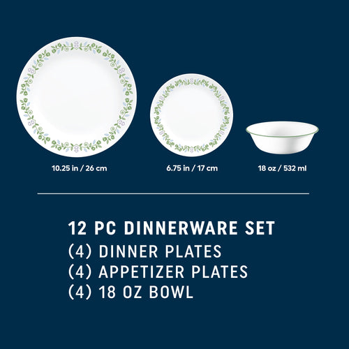 Corelle® Bryndle 12-Piece Glass Dinnerware Set. Service for 4