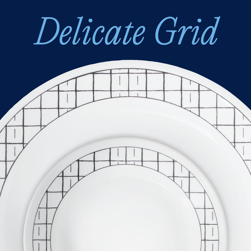 Corelle® Delicate Grid 12-piece Dinnerware Set. Service for 4