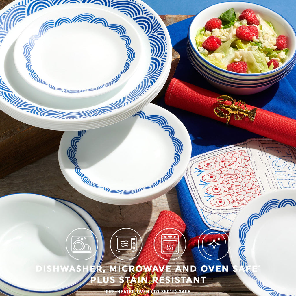 Corelle® Rolling Waves 18-piece Dinnerware Set. Service for 6