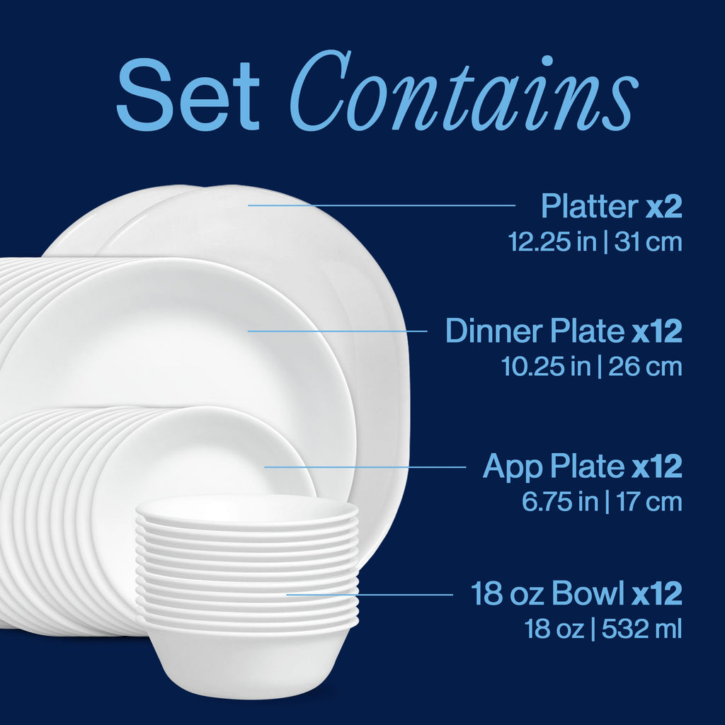 Corelle® Winter Frost White 38-piece Dinnerware Set. Service for 12