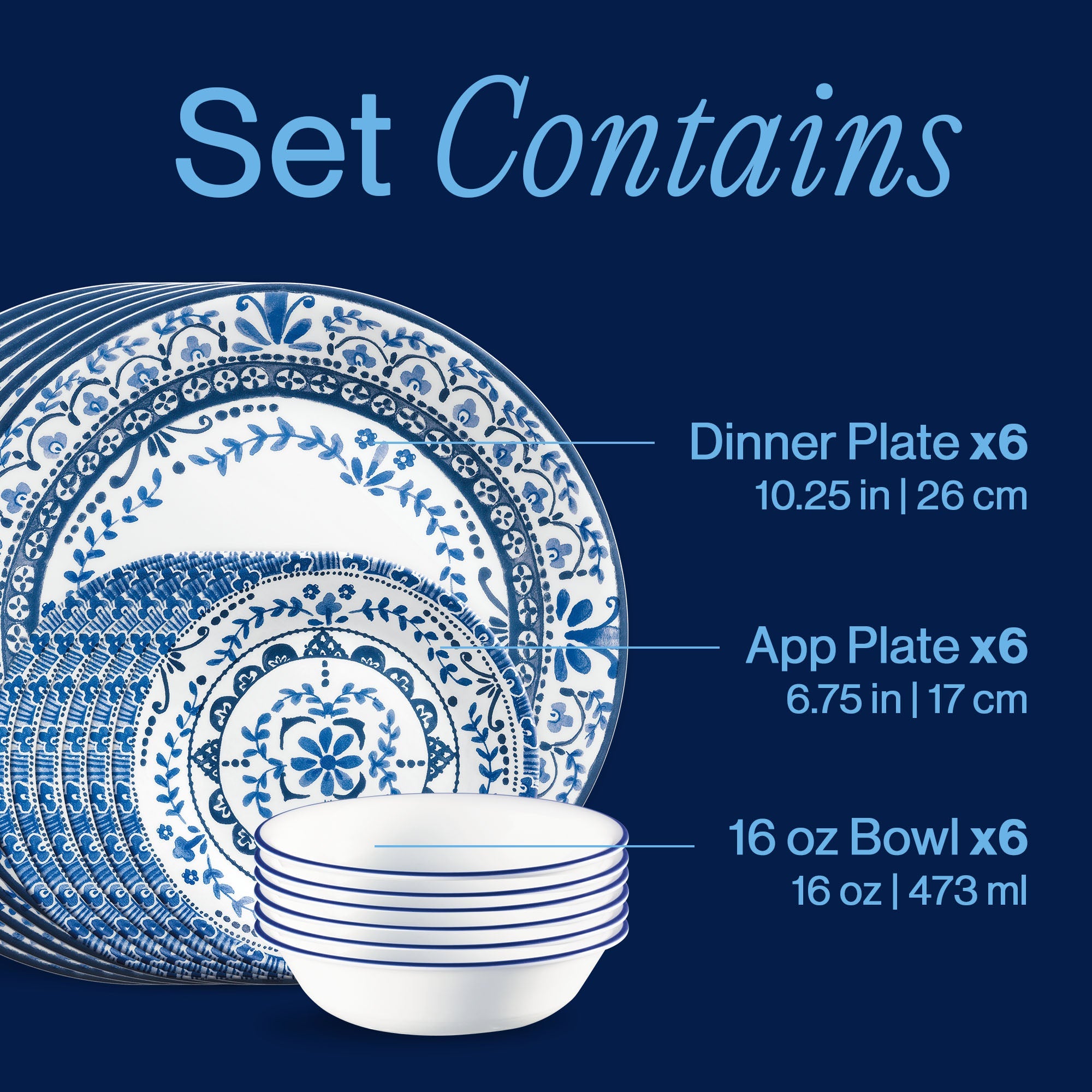 Corelle® Portofino 18-piece Dinnerware Set. Service for 6
