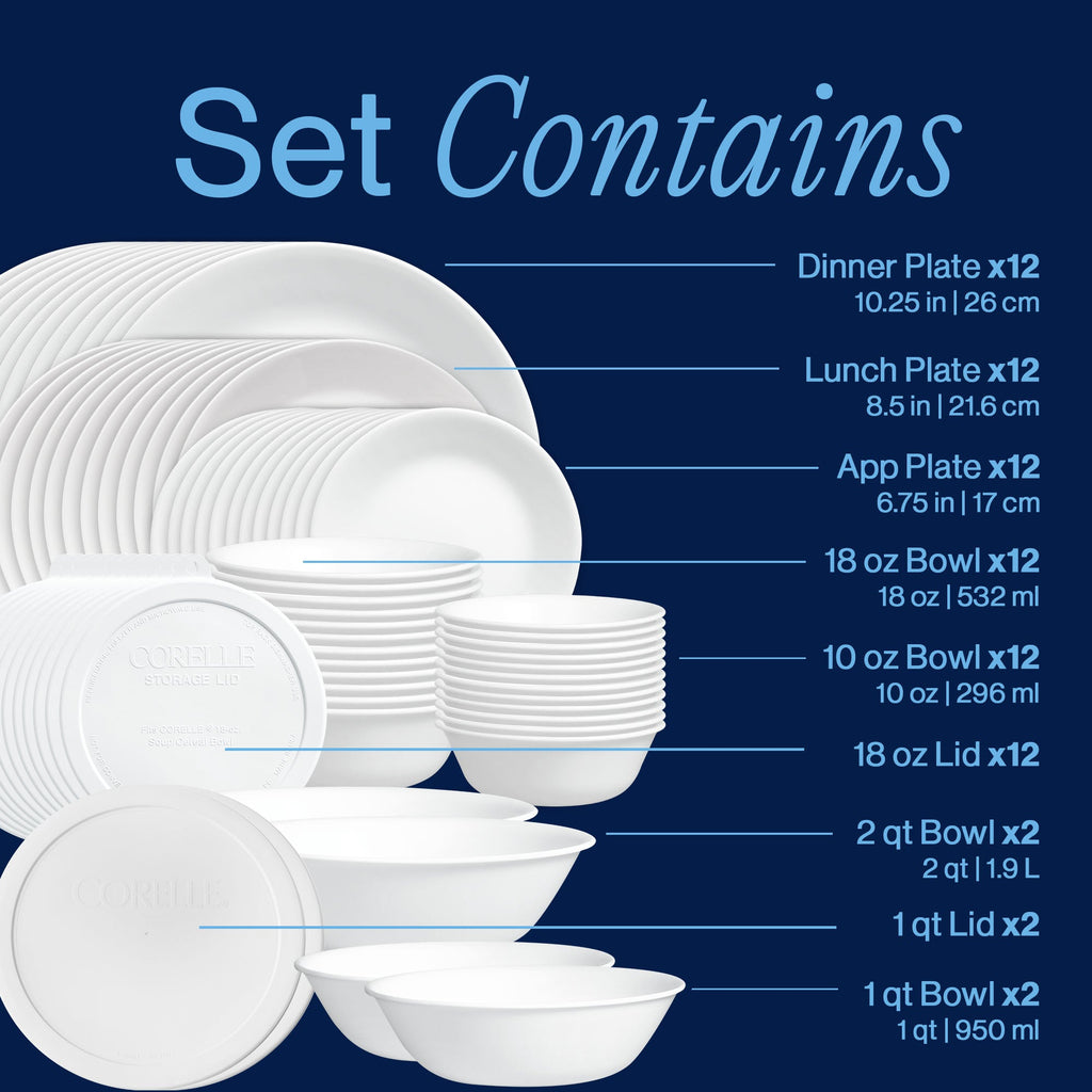 Corelle® Winter Frost White 78-piece Dinnerware Set. Service for 12
