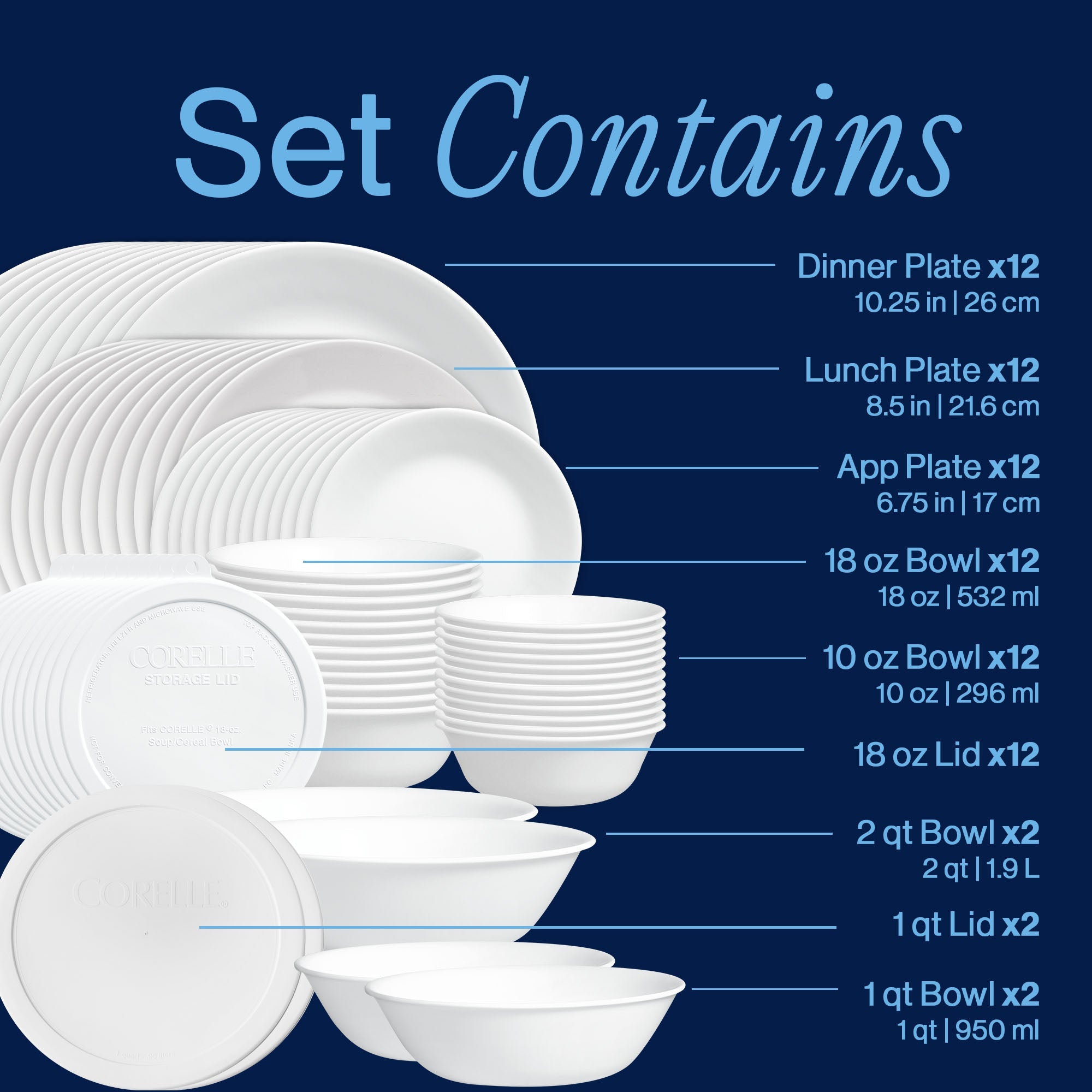 Corelle® Winter Frost White 78-piece Dinnerware Set. Service for 12