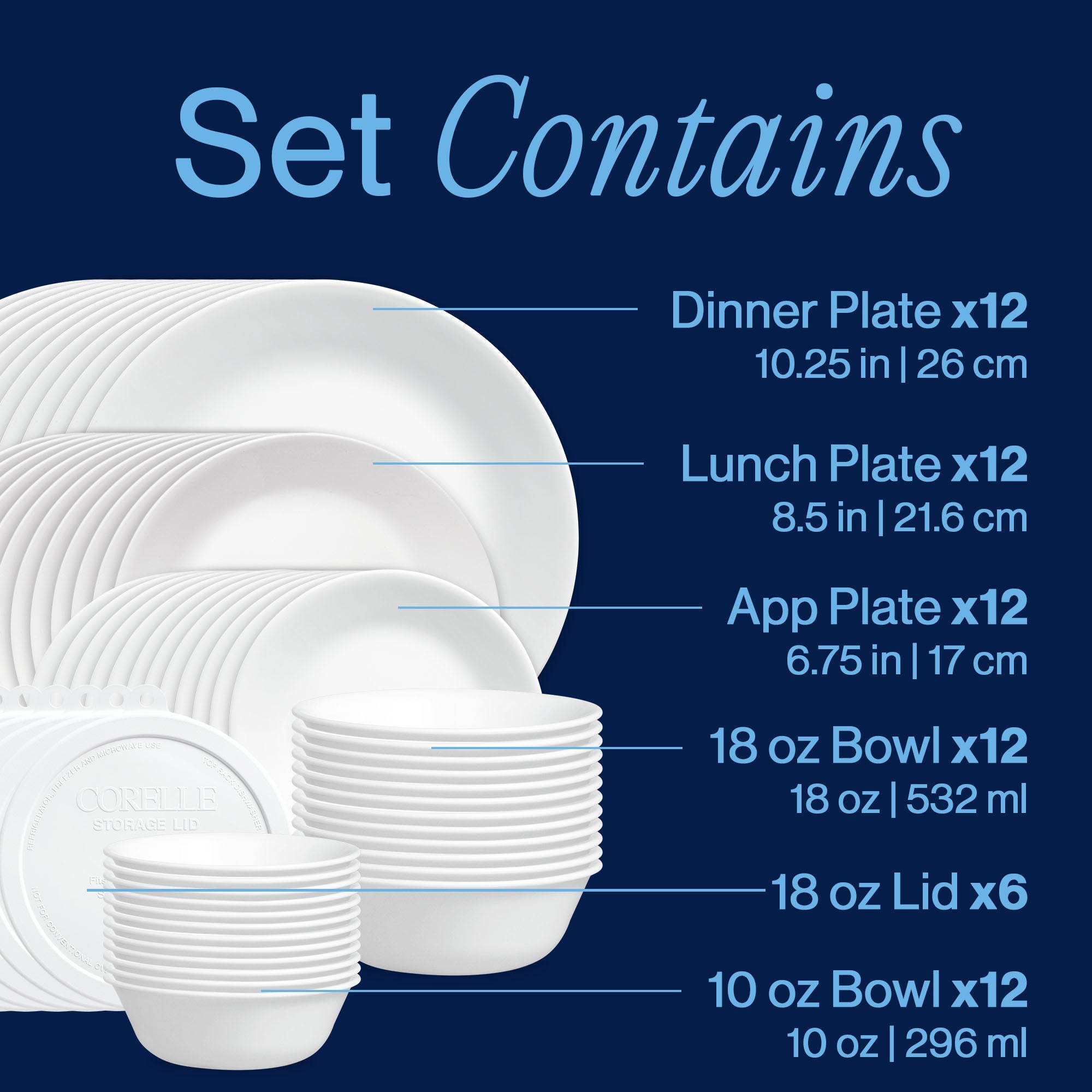 Corelle® Winter Frost White 66-piece Dinnerware Set. Service for 12