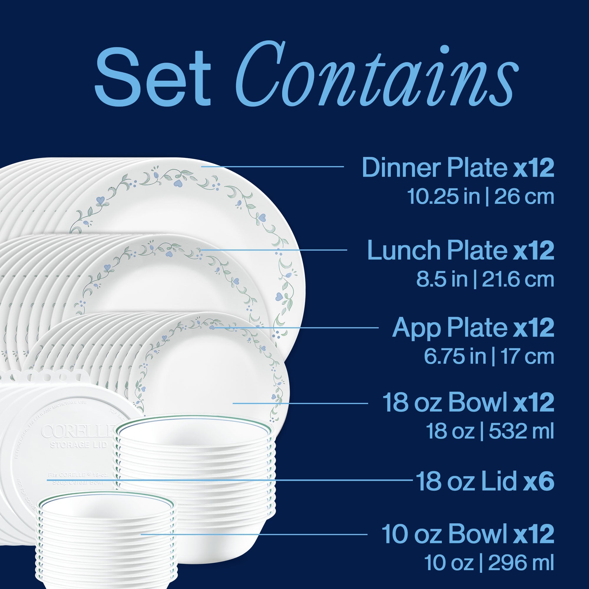 Corelle® Country Cottage 66-piece Dinnerware Set. Service for 12