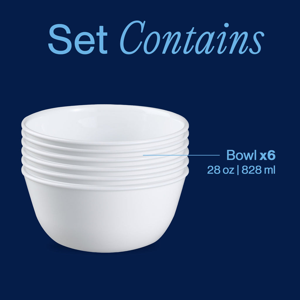 Corelle® Winter Frost White 28-ounce Large Soup Bowls. 6-pack