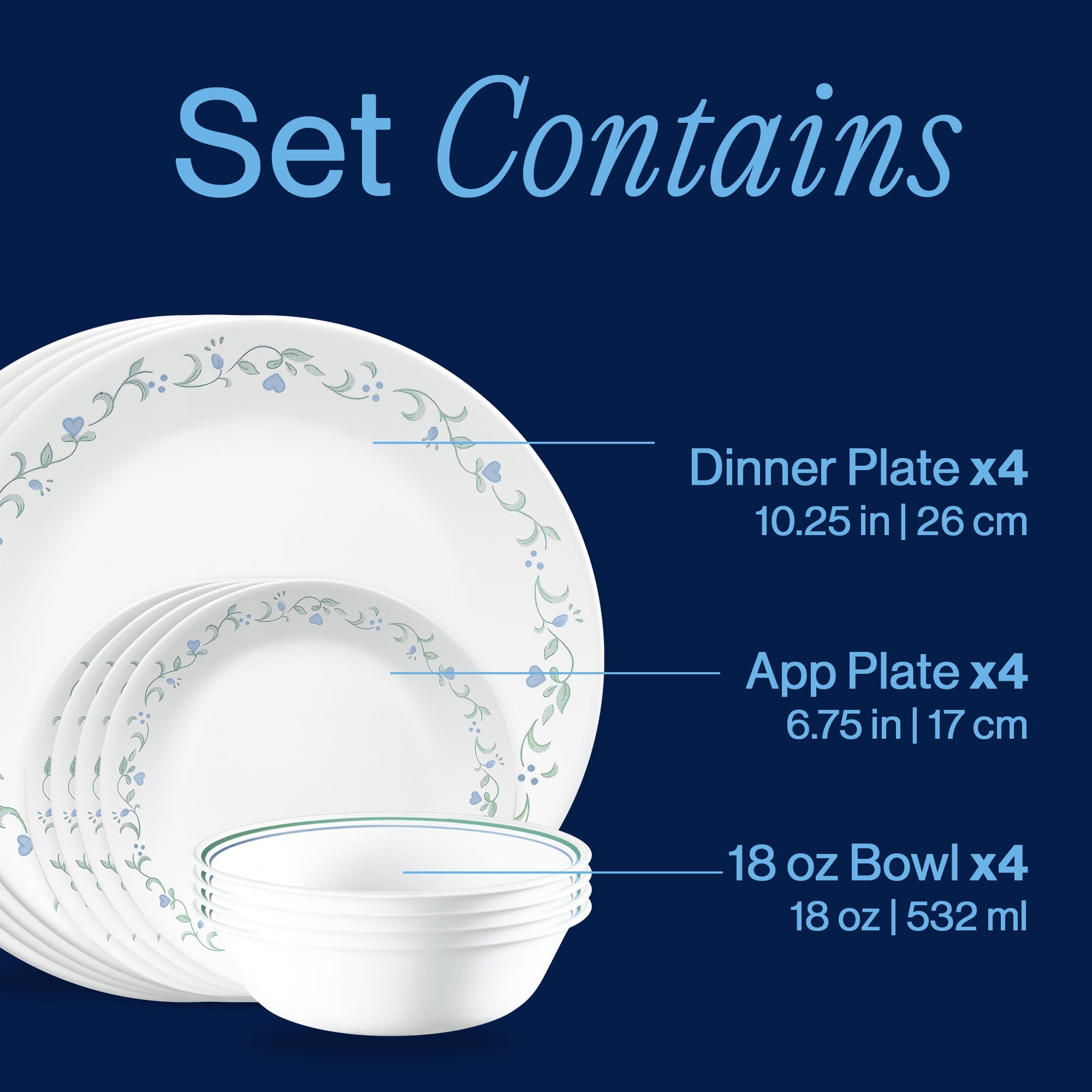 Corelle® Country Cottage 12-piece Dinnerware Set. Service for 4