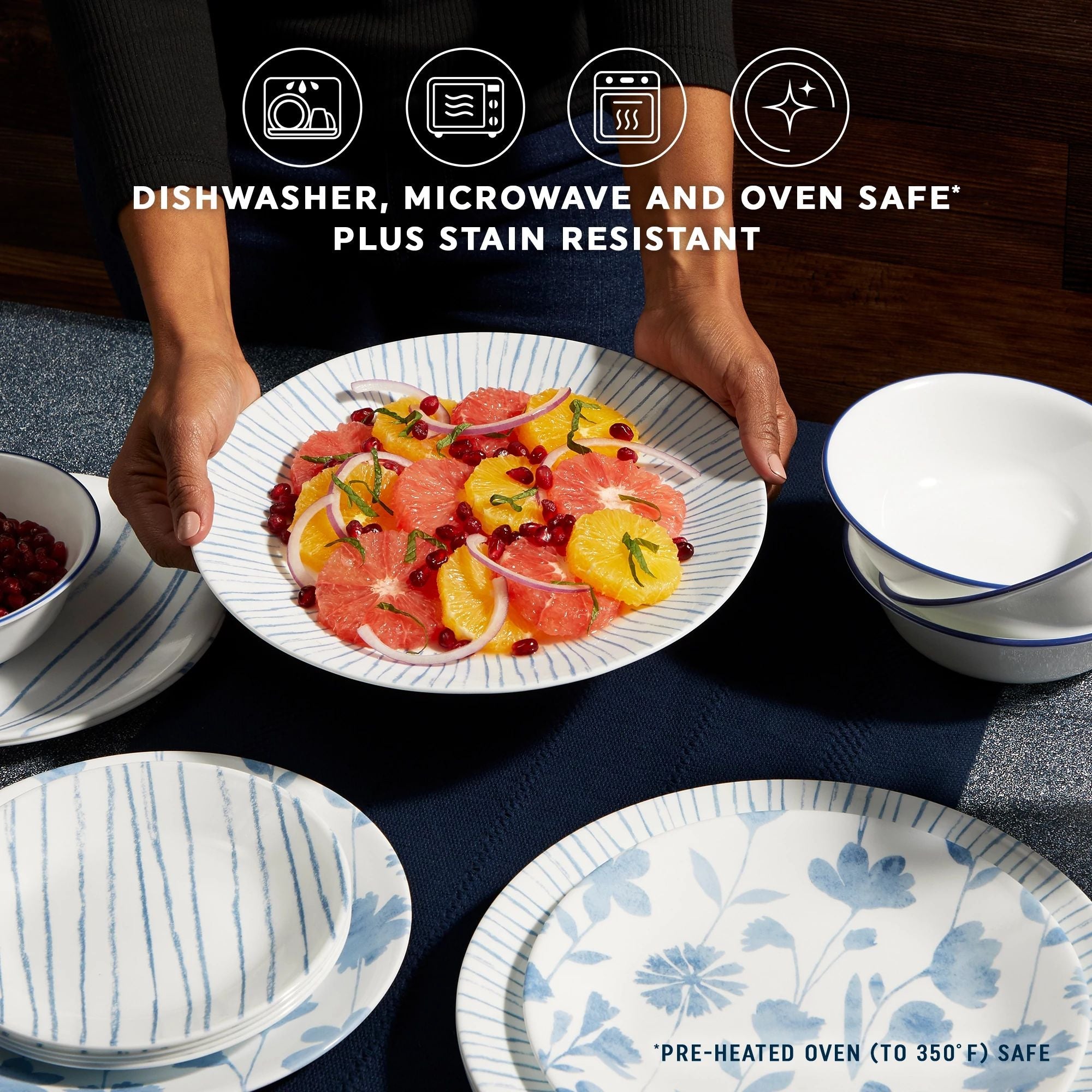 Corelle® Botanical Stripes 12-piece Dinnerware Set. Service for 4