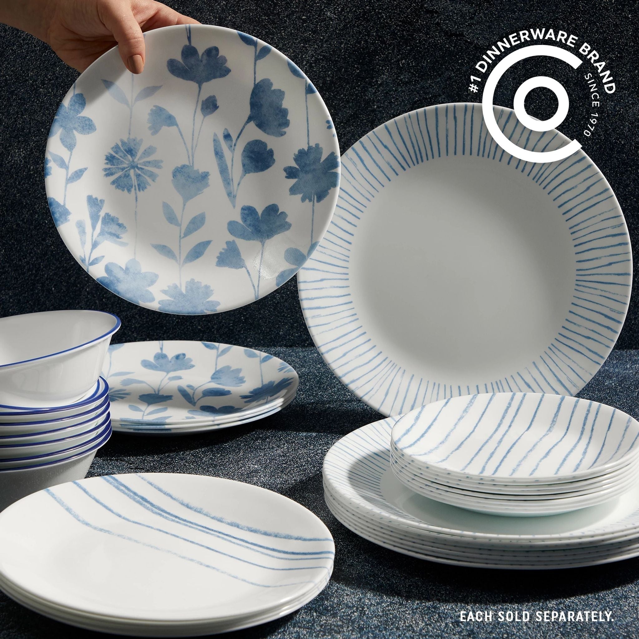 Corelle® Botanical Stripes 8.5 Salad Plates. 6 Pack