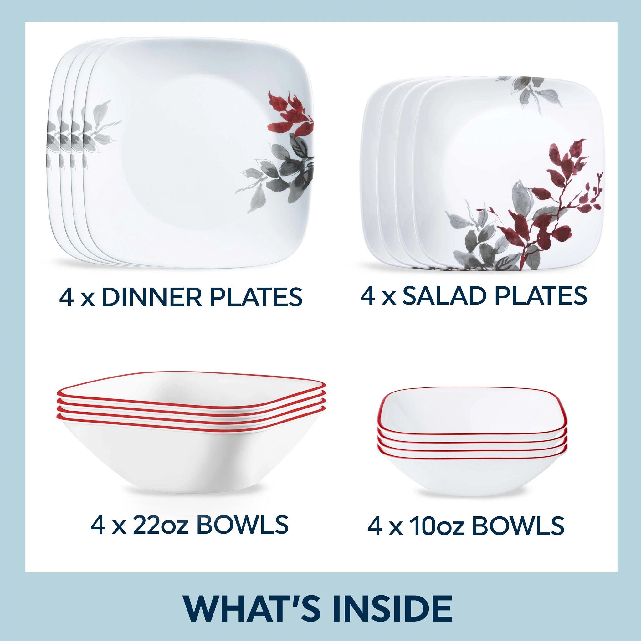 Corelle® Kyoto Leaves 16-piece Dinnerware Set. Service for 4