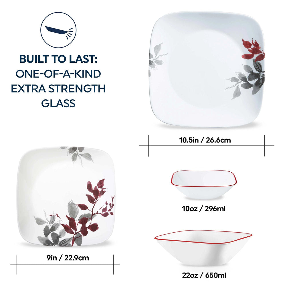 Corelle® Kyoto Leaves 16-piece Dinnerware Set. Service for 4