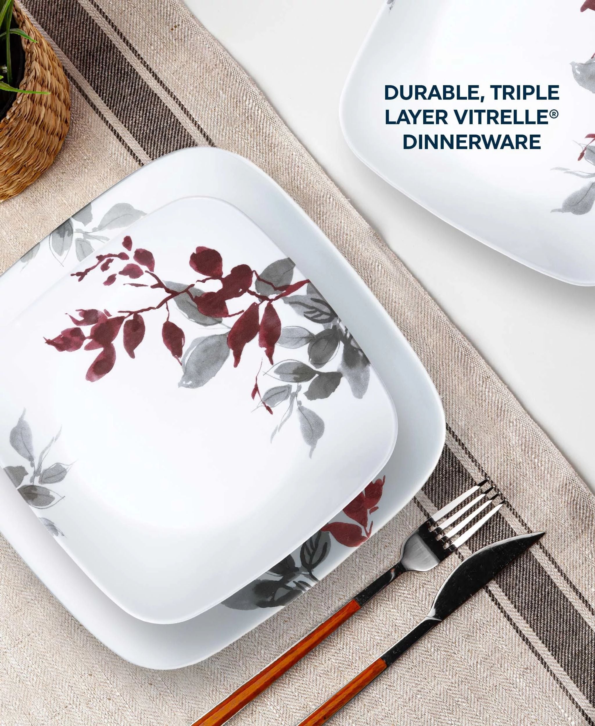 Corelle® Kyoto Leaves 16-piece Dinnerware Set. Service for 4