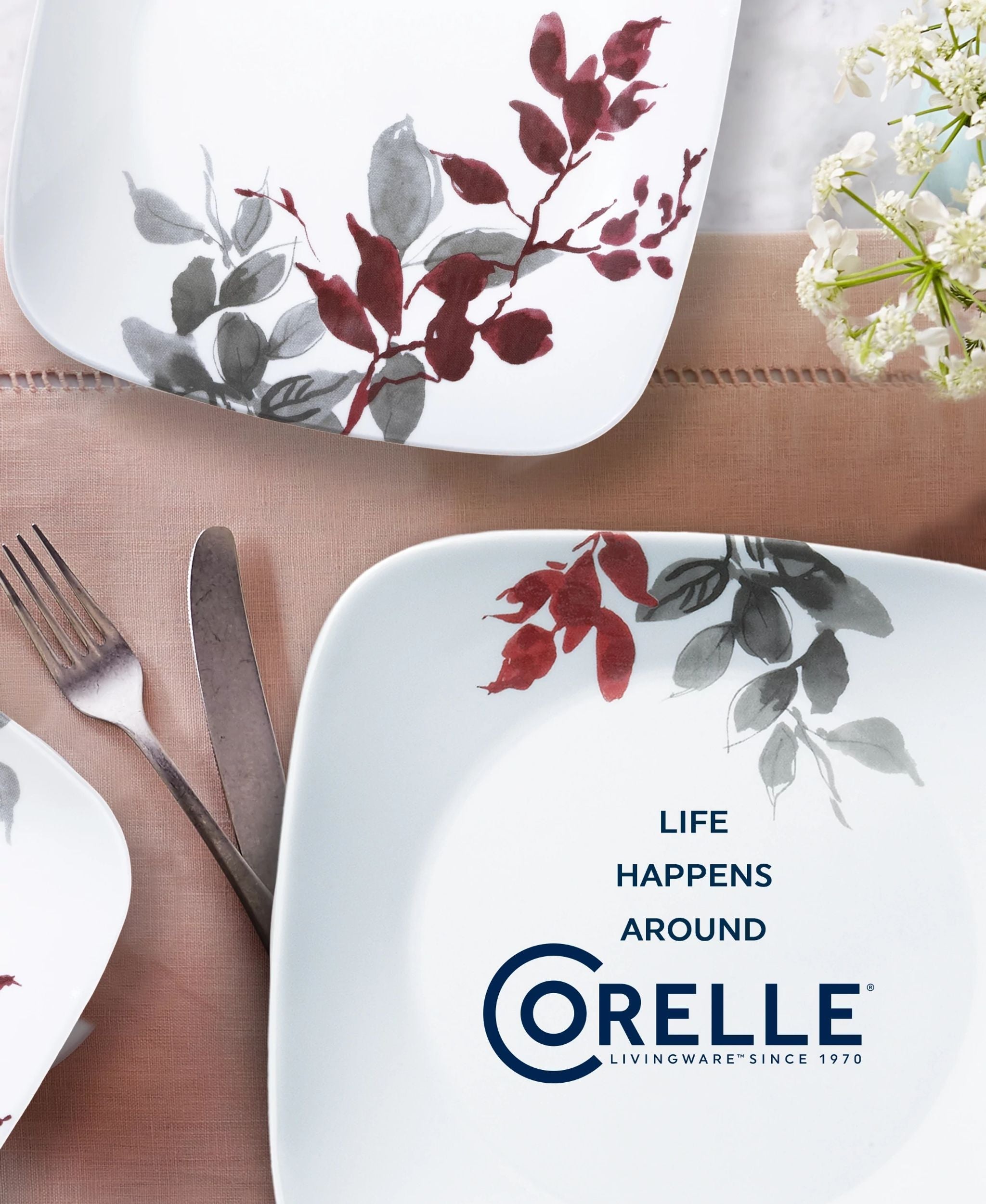 Corelle® Kyoto Leaves 16-piece Dinnerware Set. Service for 4