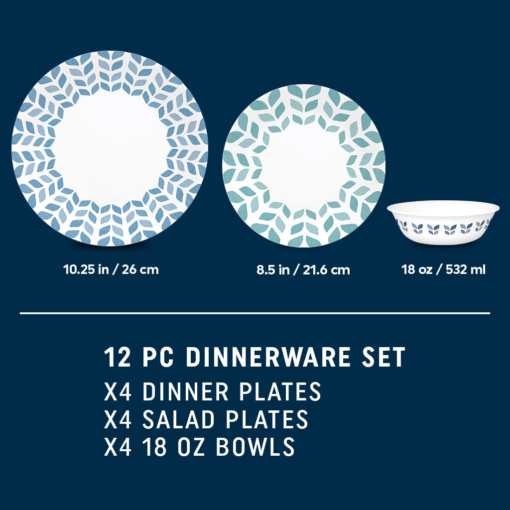 Corelle® Global Collection Northern Pines 12-piece Dinnerware Set. Service for 4