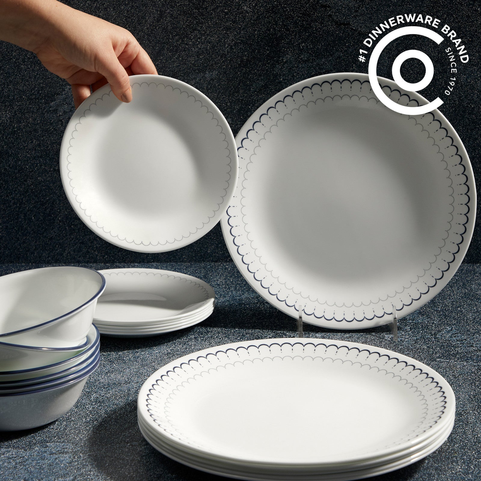 Corelle® Caspian Lace 66-piece Dinnerware Set. Service for 12