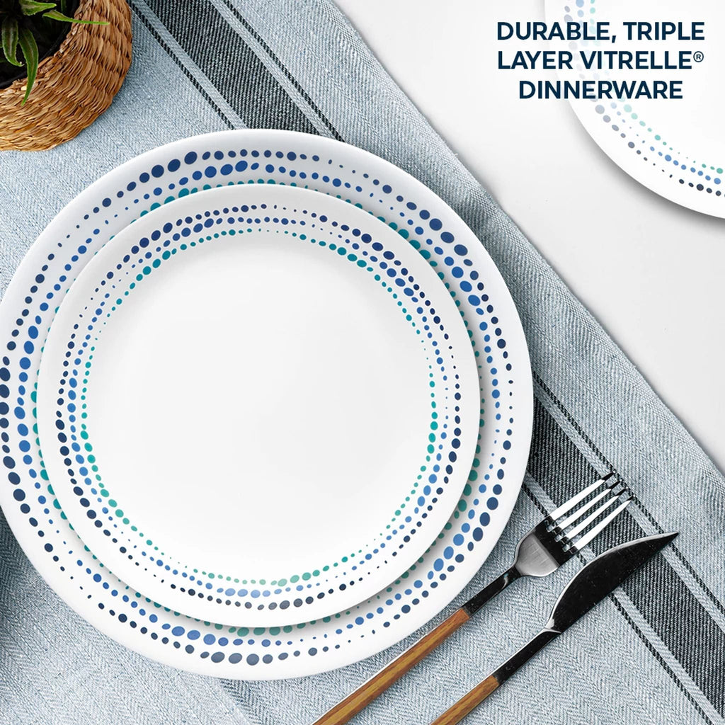 Corelle® Ocean Blues 16-piece Mugless Dinnerware Set. Service of 4