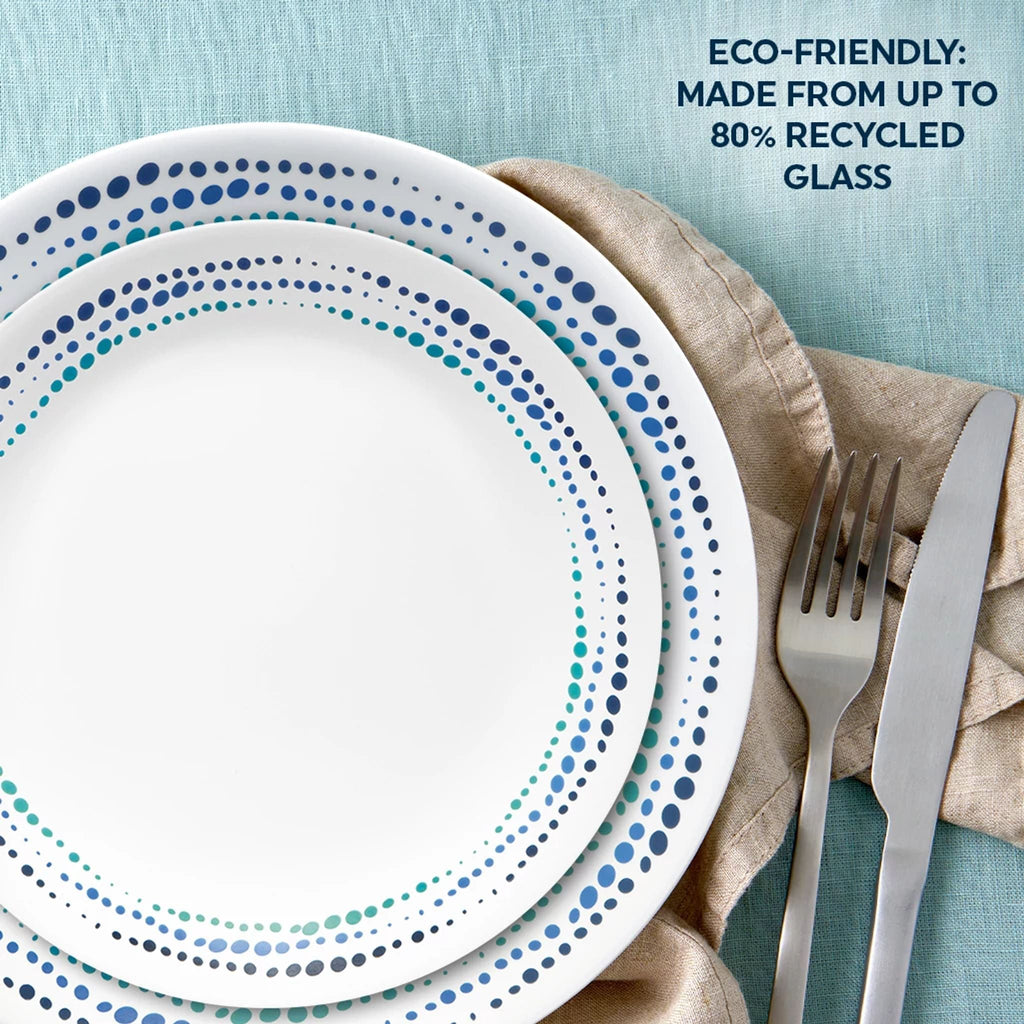 Corelle® Ocean Blues 16-piece Mugless Dinnerware Set. Service of 4