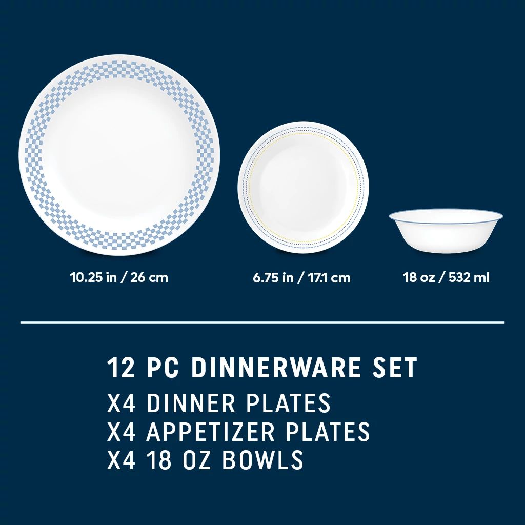 Corelle® Amelia 12-piece Dinnerware Set. Service for 4