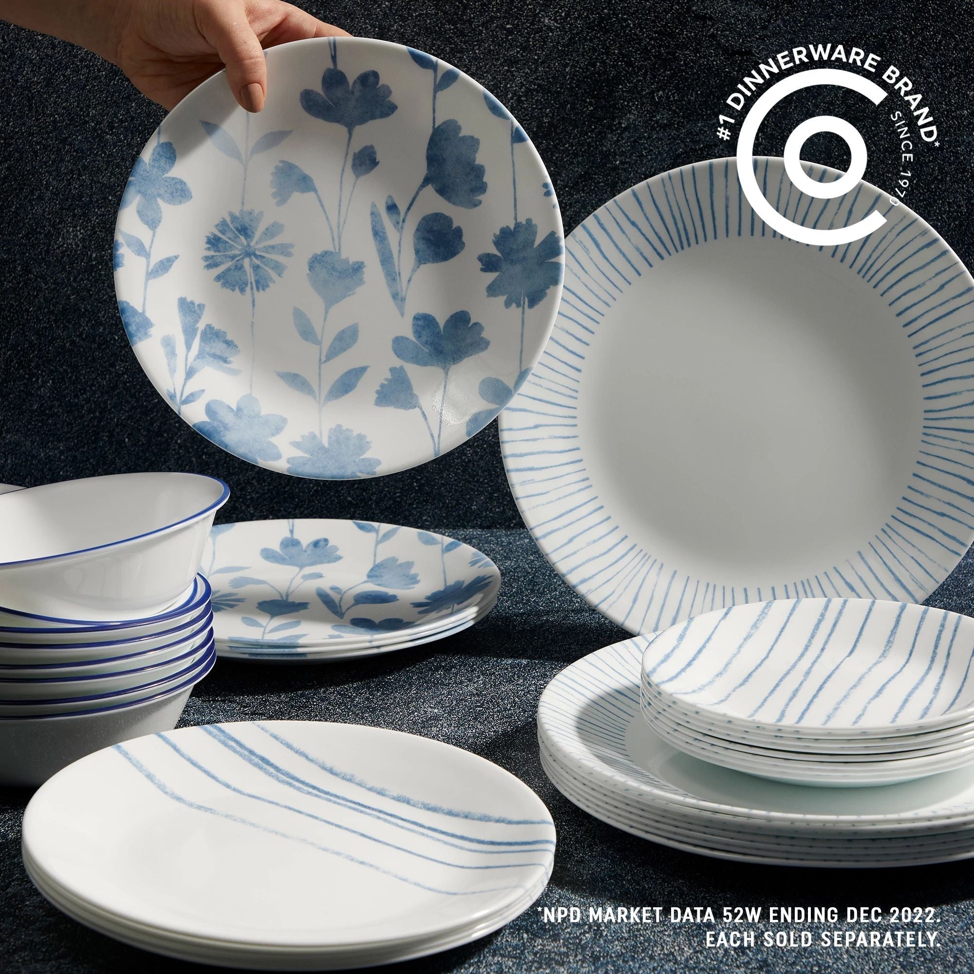 Corelle® Botanical Stripes 18-ounce Cereal Bowls. 6-pack