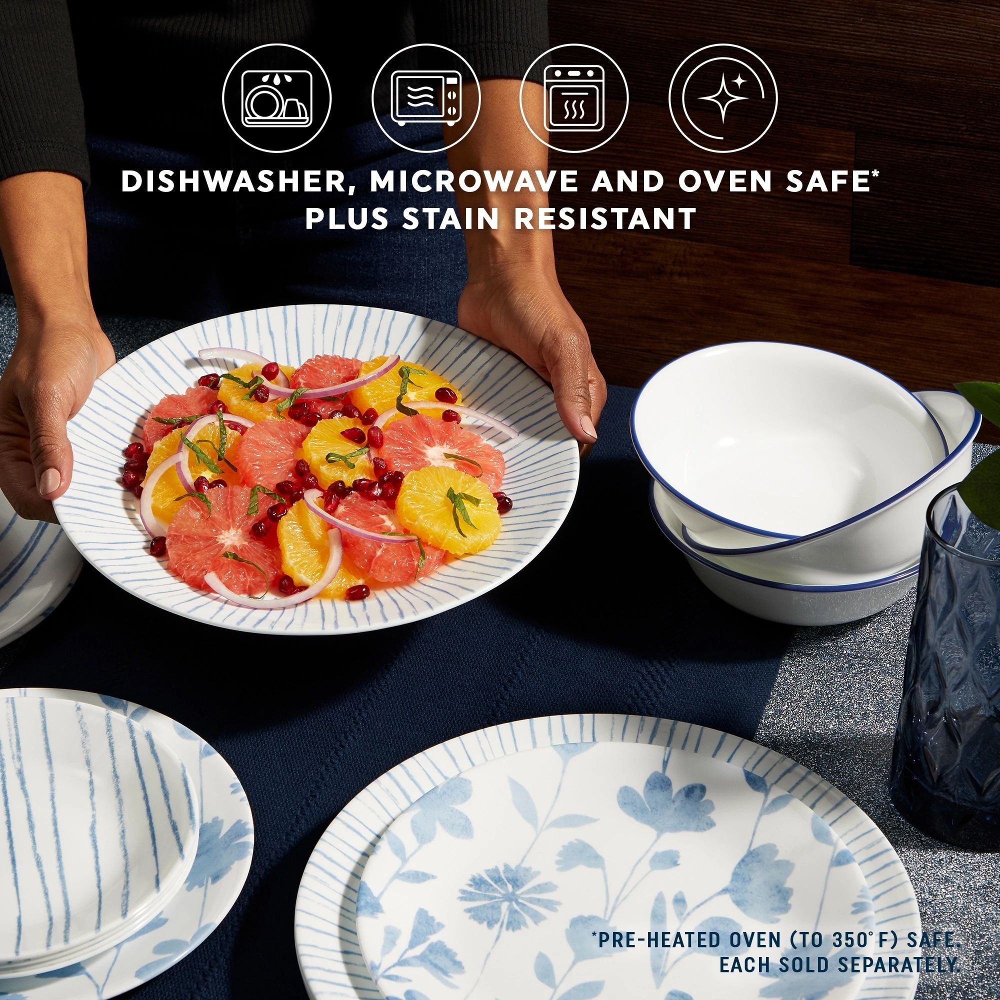 Corelle® Botanical Stripes 18-ounce Cereal Bowls. 6-pack