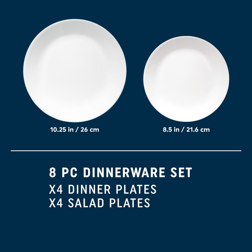 Corelle® Shimmering White Salad and Dinner Plates Set. 8-pack