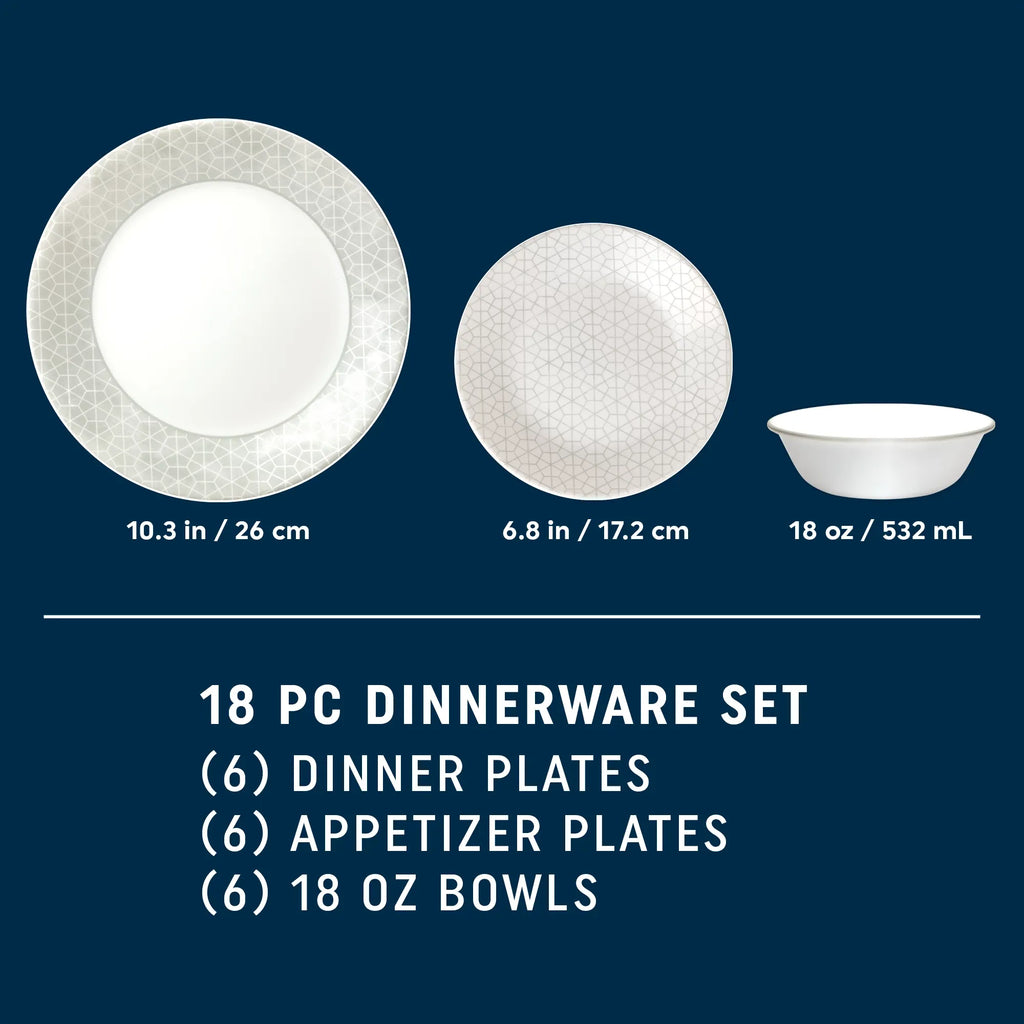 Corelle® Knox 18-piece Dinnerware Set. Service for 6