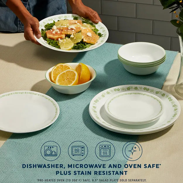 Corelle® Spring Blossom Green 18-piece Dinnerware Set. Service for 6