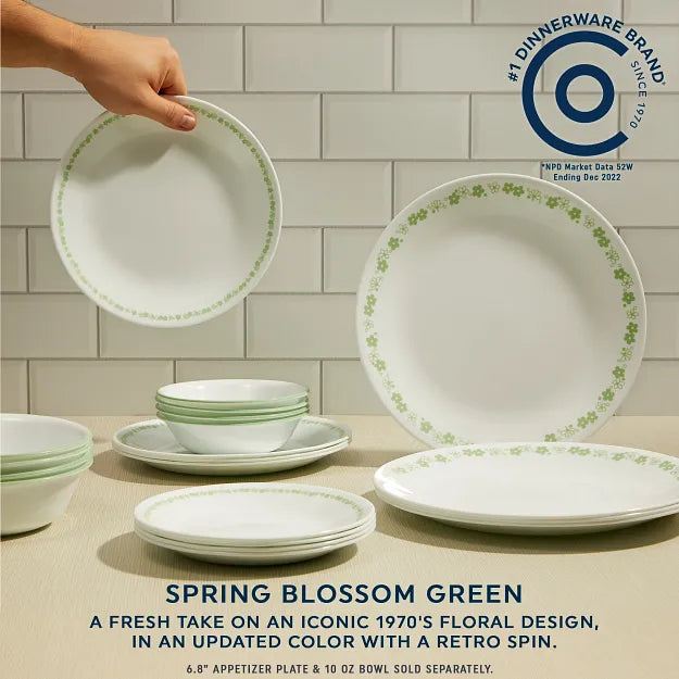 Corelle® Spring Blossom Green 12-piece Dinnerware Set. Service for 4