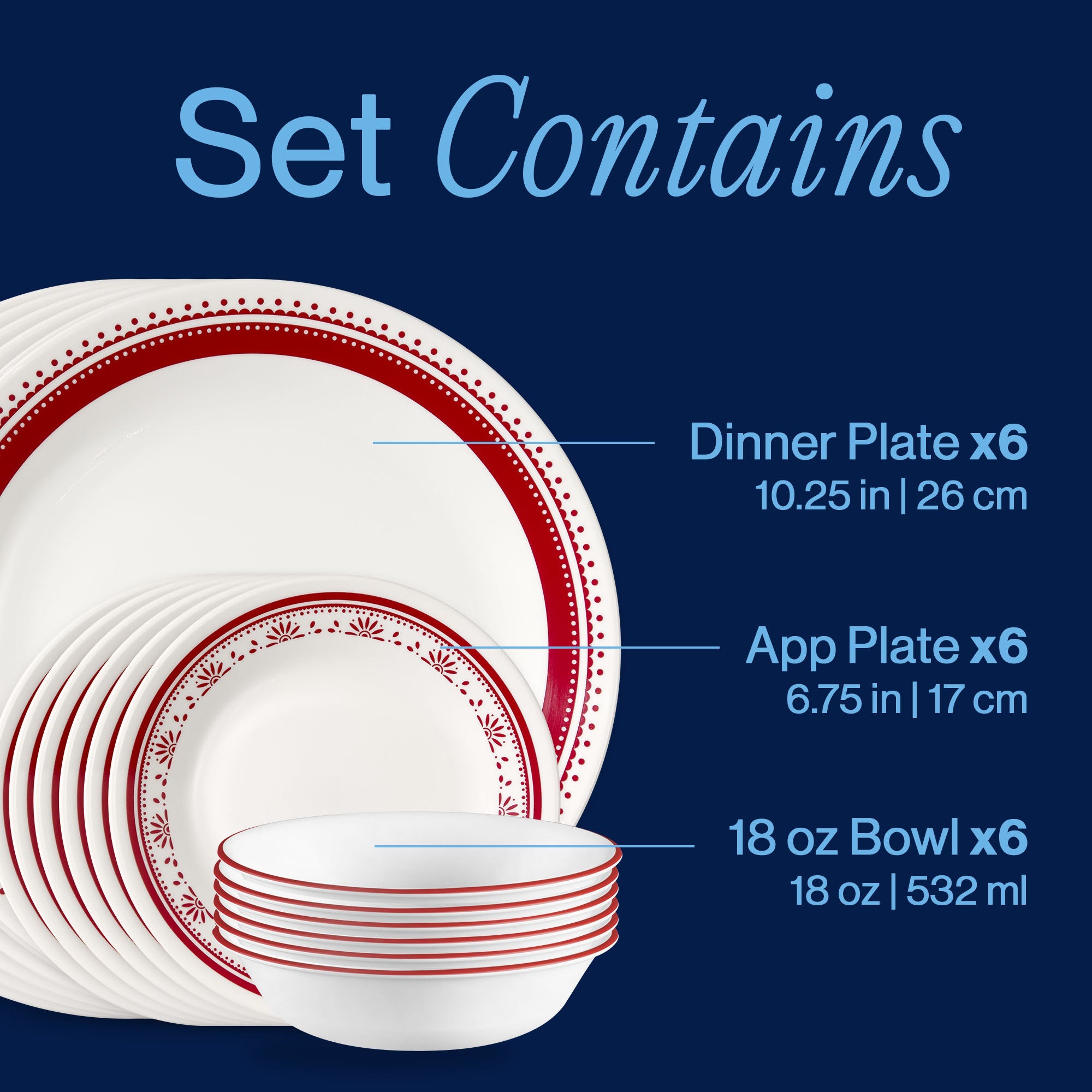 Corelle® Sadie 18-piece Dinnerware Set. Service for 6