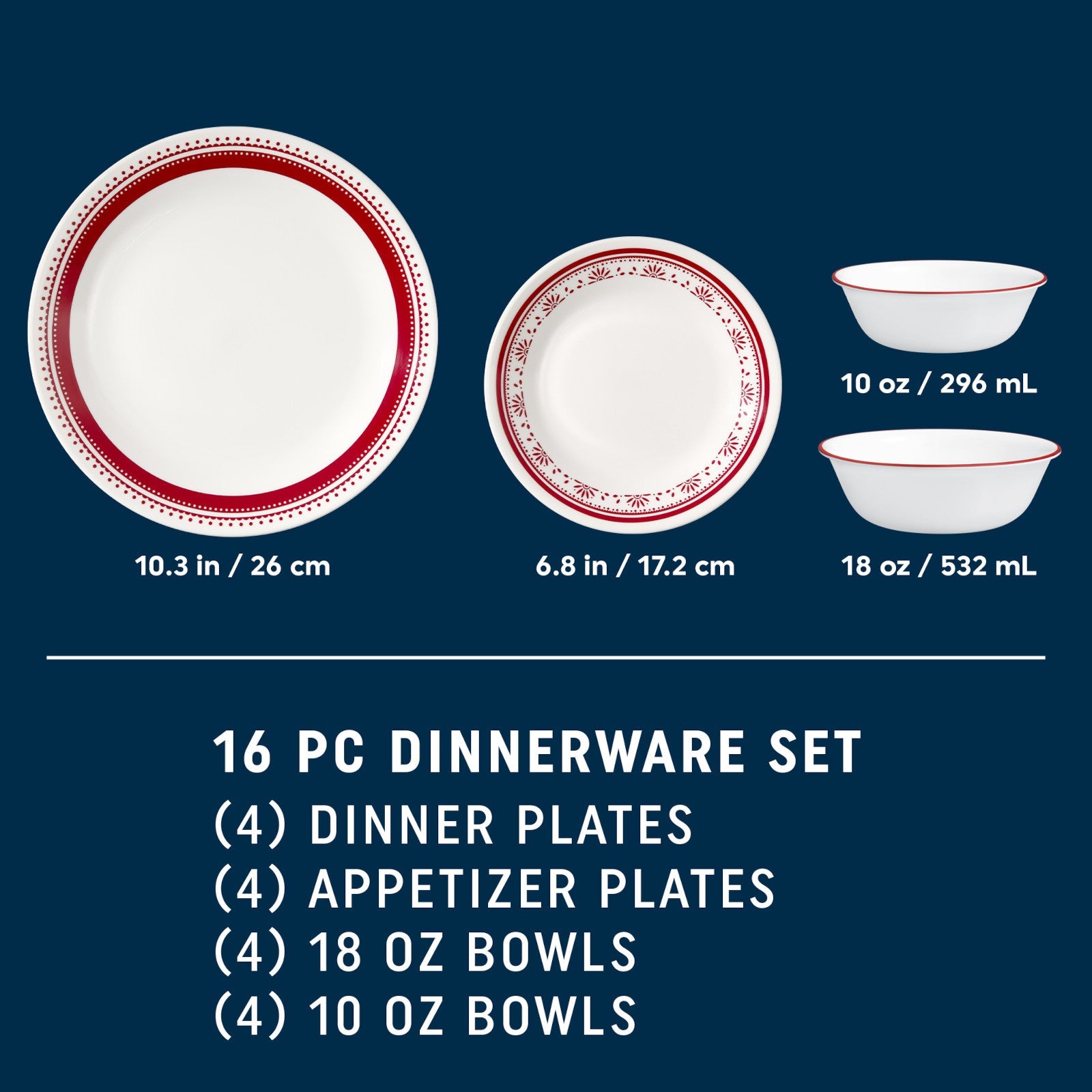 Corelle® Sadie 16-piece Dinnerware Set. Service for 4