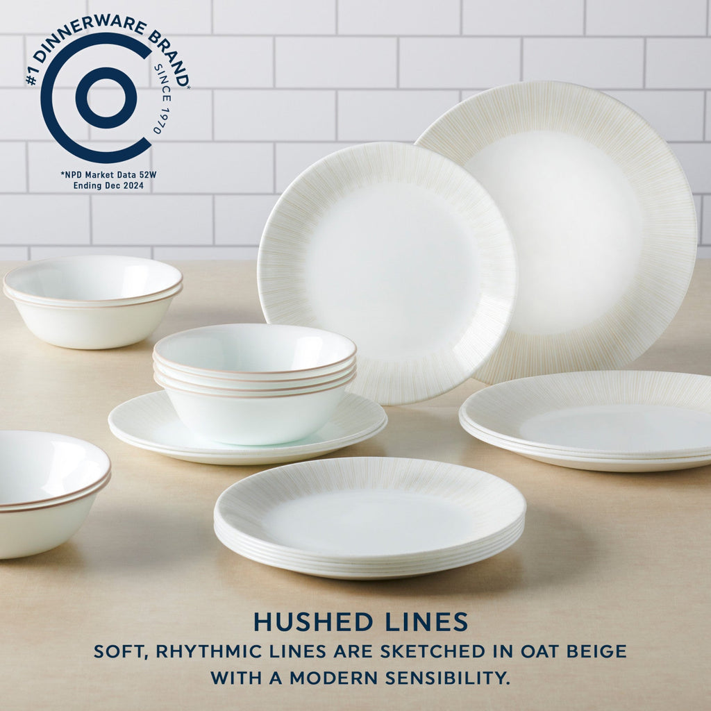 Corelle® Hushed Lines 12-piece Dinnerware Set. Service for 4