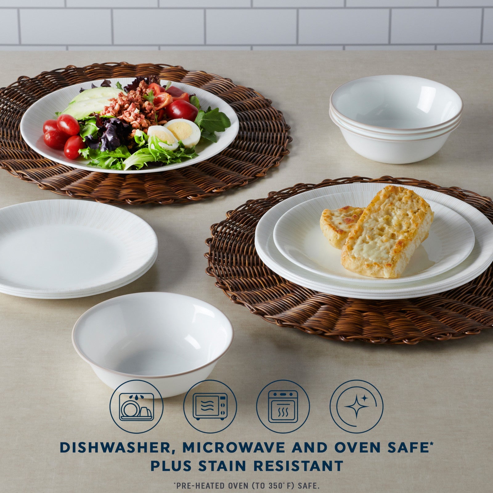 Corelle® Hushed Lines 12-piece Dinnerware Set. Service for 4