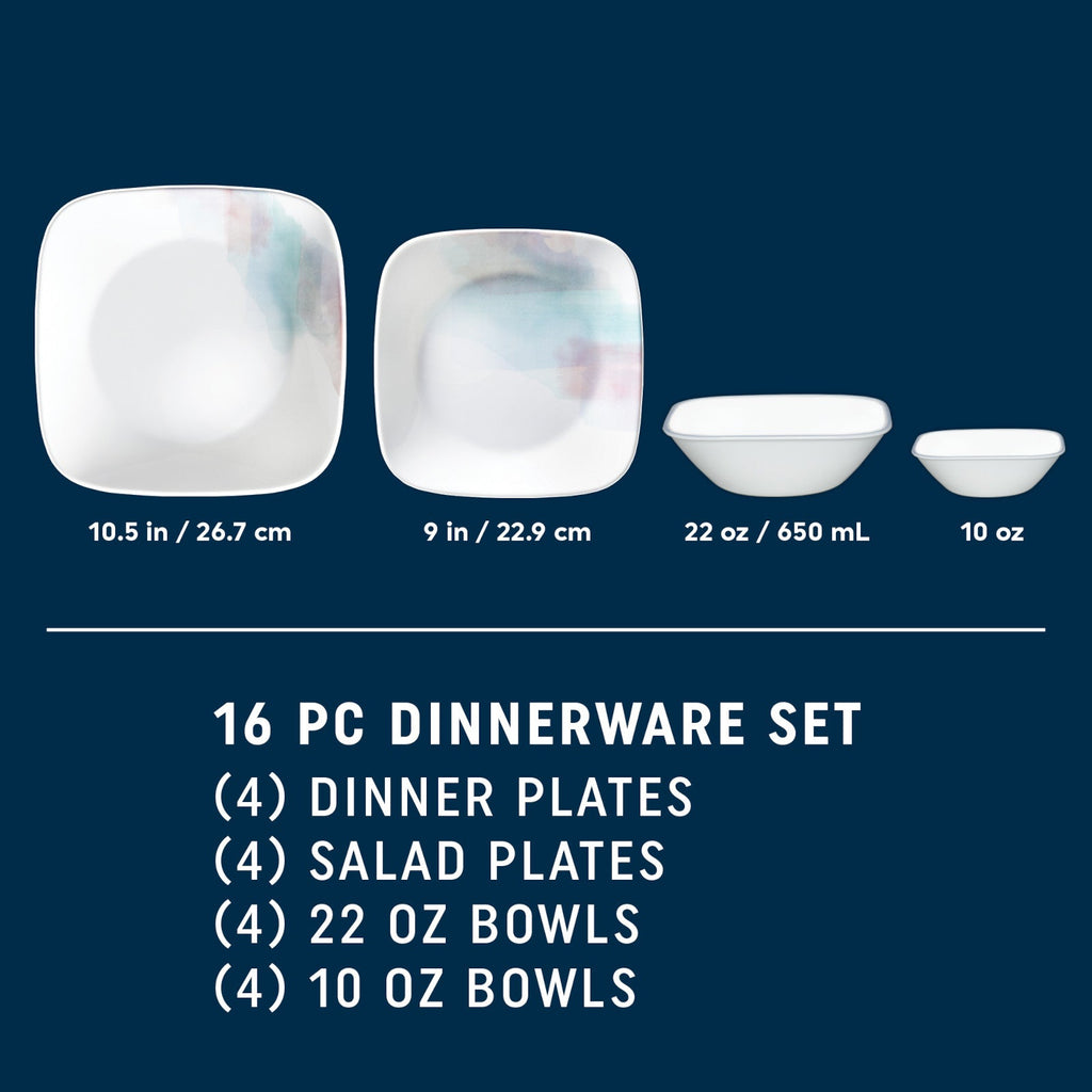 Corelle® Aquarello 16-piece Dinnerware Set. Service for 4