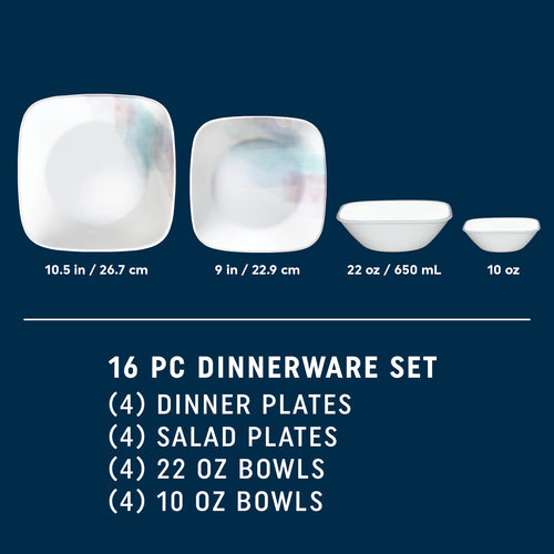 Corelle® Aquarello 16-piece Dinnerware Set. Service for 4