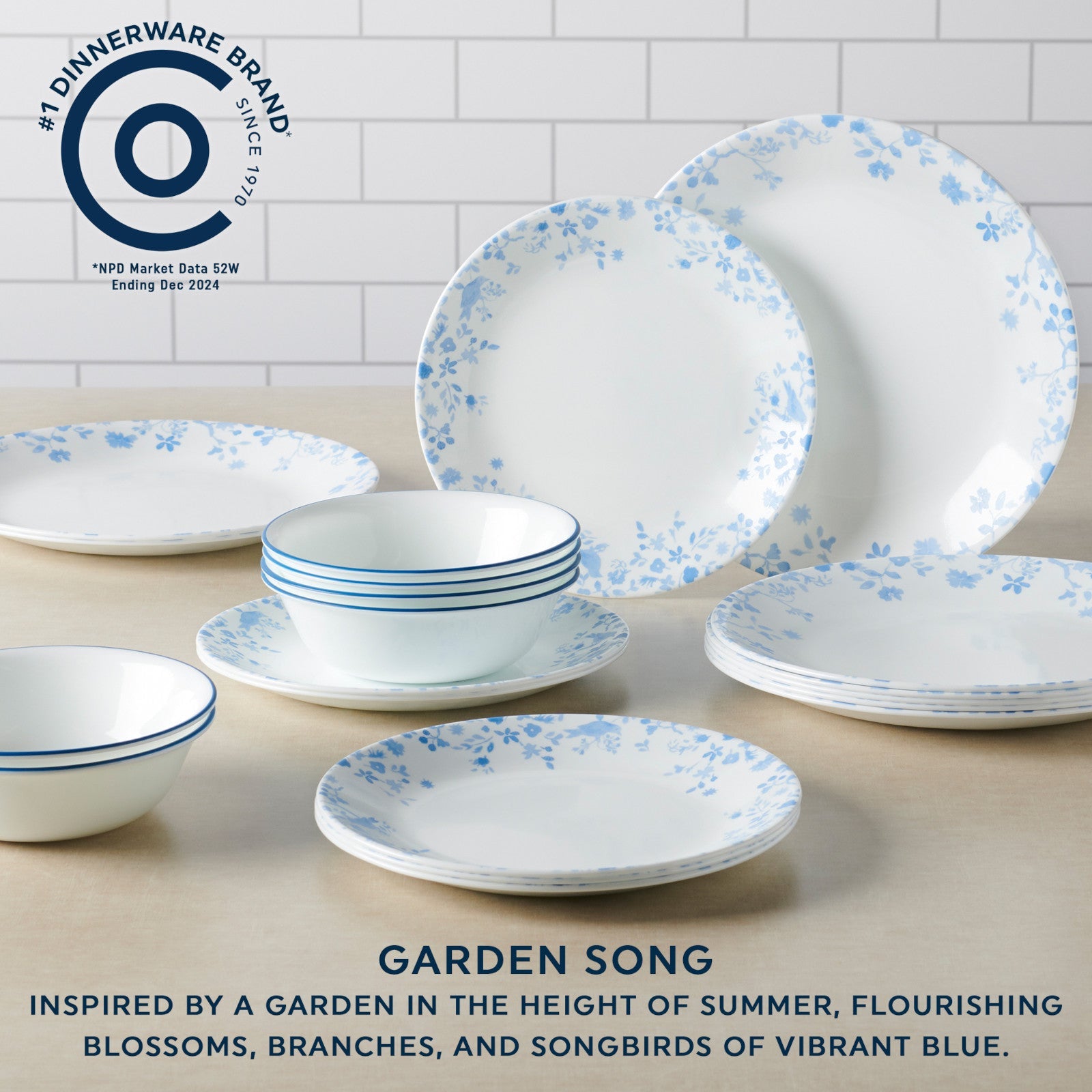 Corelle® Garden Song 12-piece Dinnerware Set. Service for 4