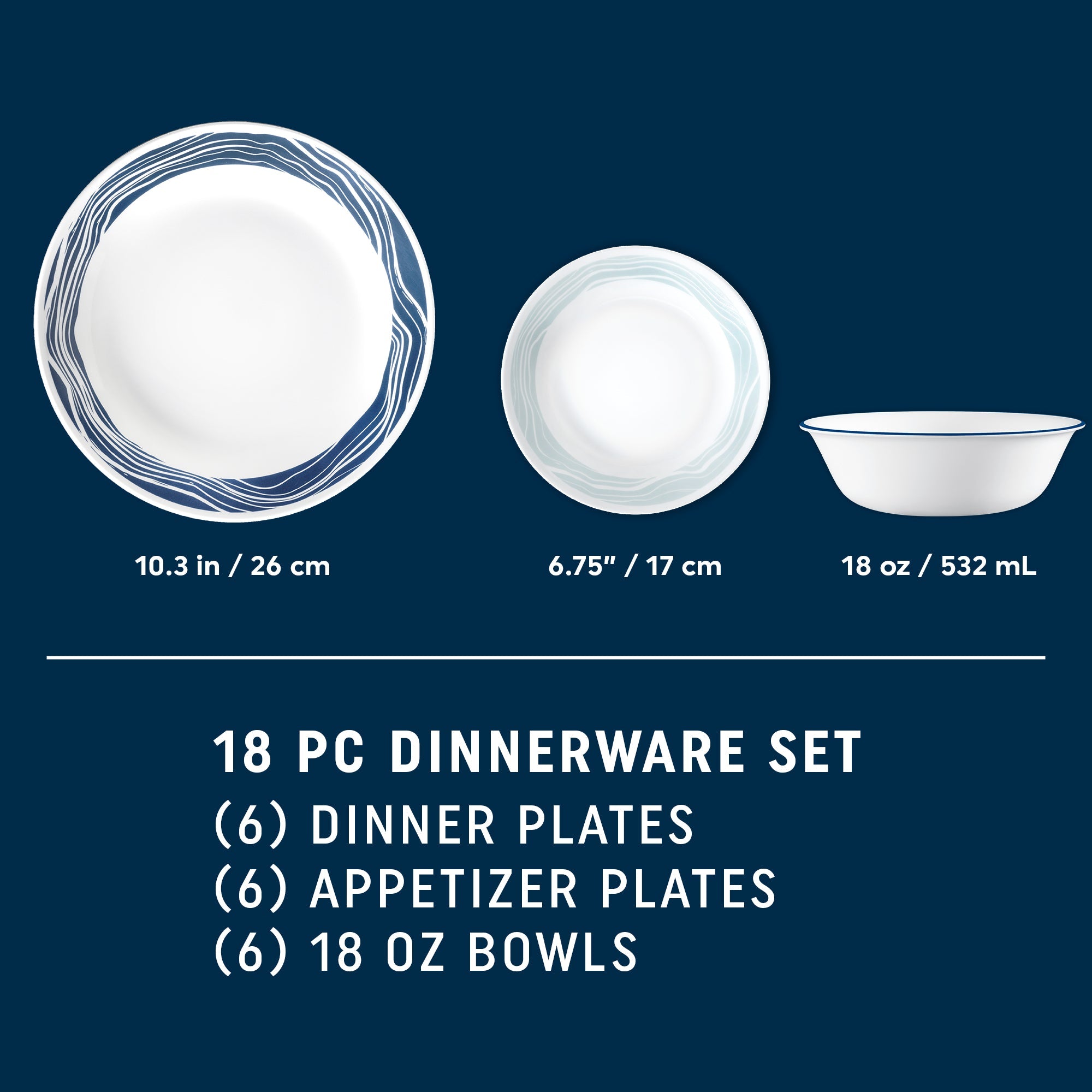 Corelle® Acadia 18-piece Dinnerware Set. Service for 6