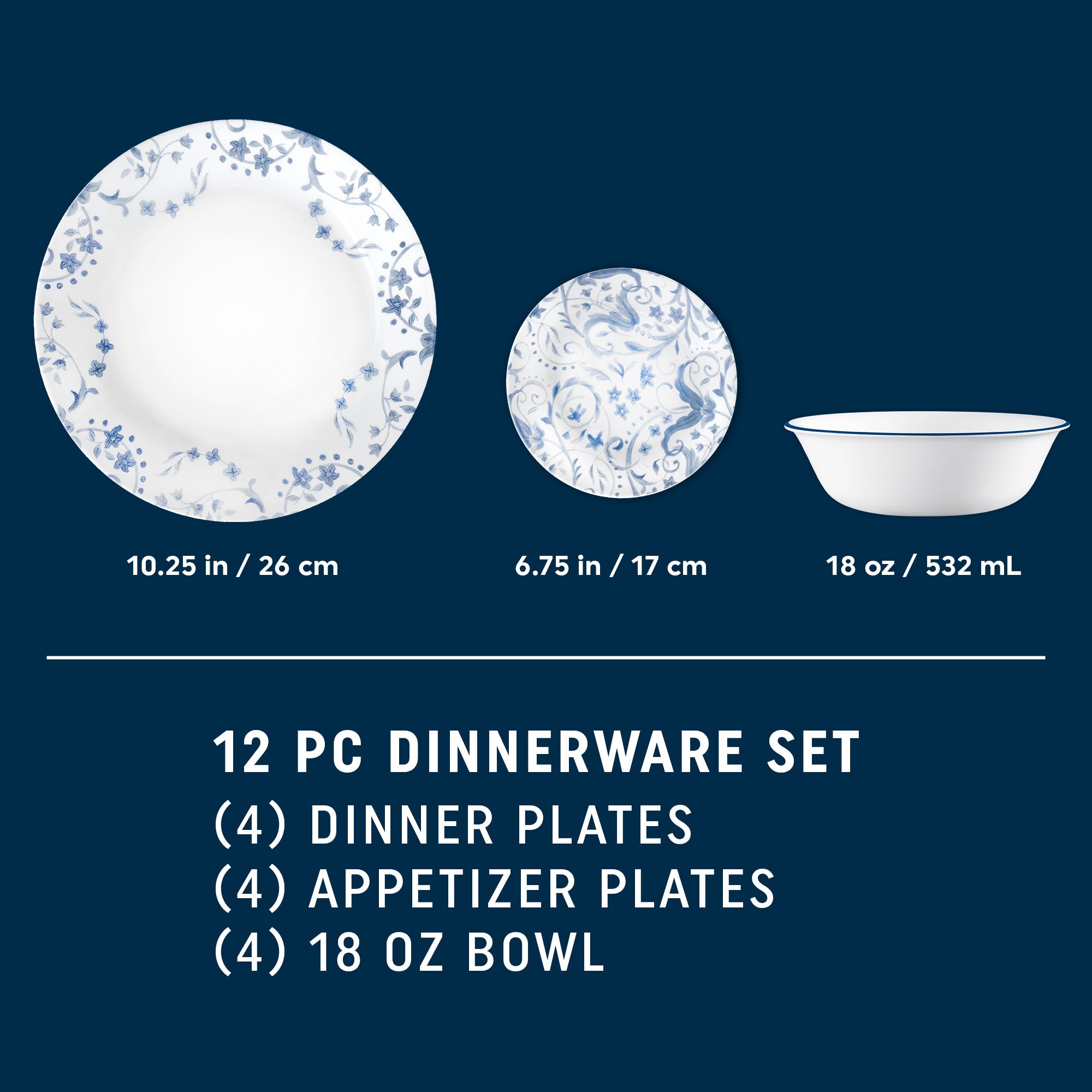Corelle® Darlington 12-piece Dinnerware Set. Service for 4