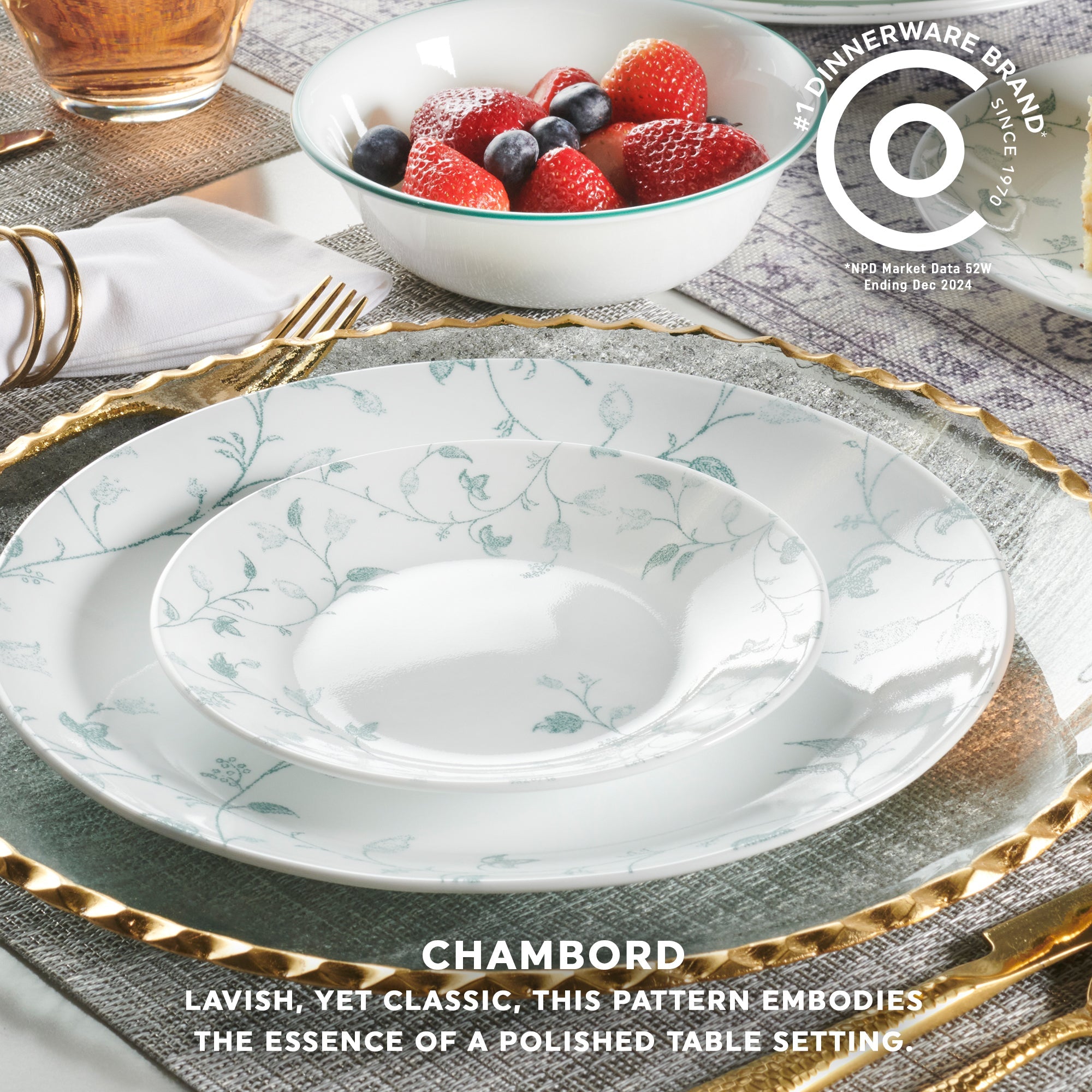 Corelle® Chambord 18-piece Dinnerware Set. Service for 6