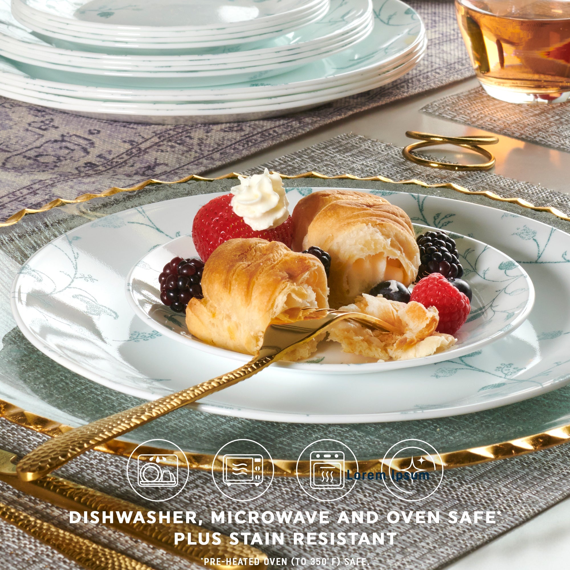 Corelle® Chambord 18-piece Dinnerware Set. Service for 6